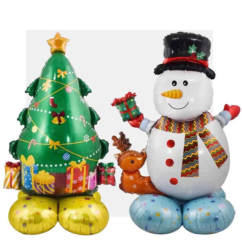 Inflatable Christmas Tree Santa Claus Snowman Foil Balloon Self Standing 3D Aluminum Balloons New Year Party Decoration