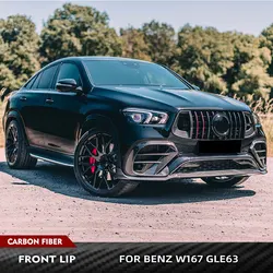 Fits for Mercedes Benz GLE Clas W167 C167 GLE450 GLE53 GLE63 AMG Car Front Bumper Lip Spoiler Carbon Fiber Body Kits 2020-2022