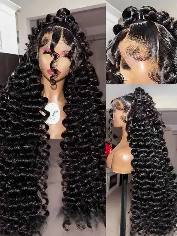 

Бразильский парик с волнистыми локонами 13x4 HD Lace Frontal для чернокожих женщин, из натуральных волос, глубокие кудри, естественный вид