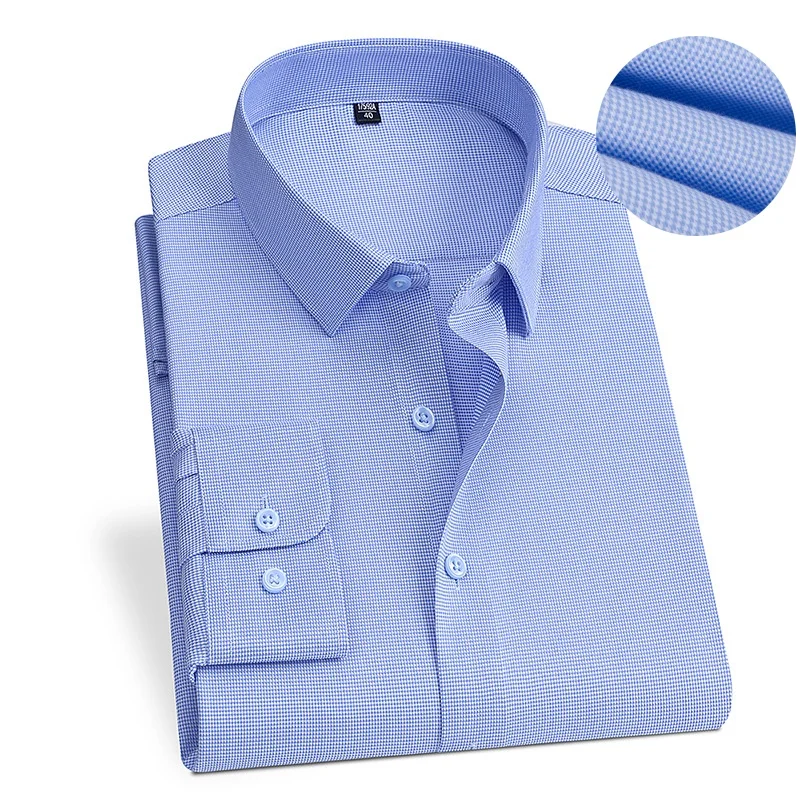 High Quality 8XL Bamboo Fiber Long Sleeve Mens Shirts Short Sleeve Fashion Classic Solid Color Business Men Long Sleeve Shirt