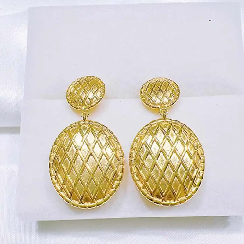 Solid 18K Yellow Gold Earrings Women AU750 Gold Pineapple Dangle Earrings