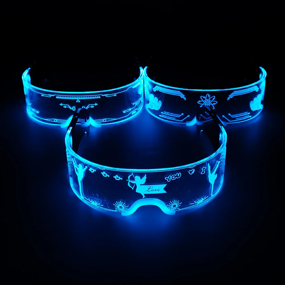 

Fashion Y2K Glasses Colorful Luminous LED Neon Light Party Glasses For Men Women Carnival Night Glow Sunglasses In The Dark