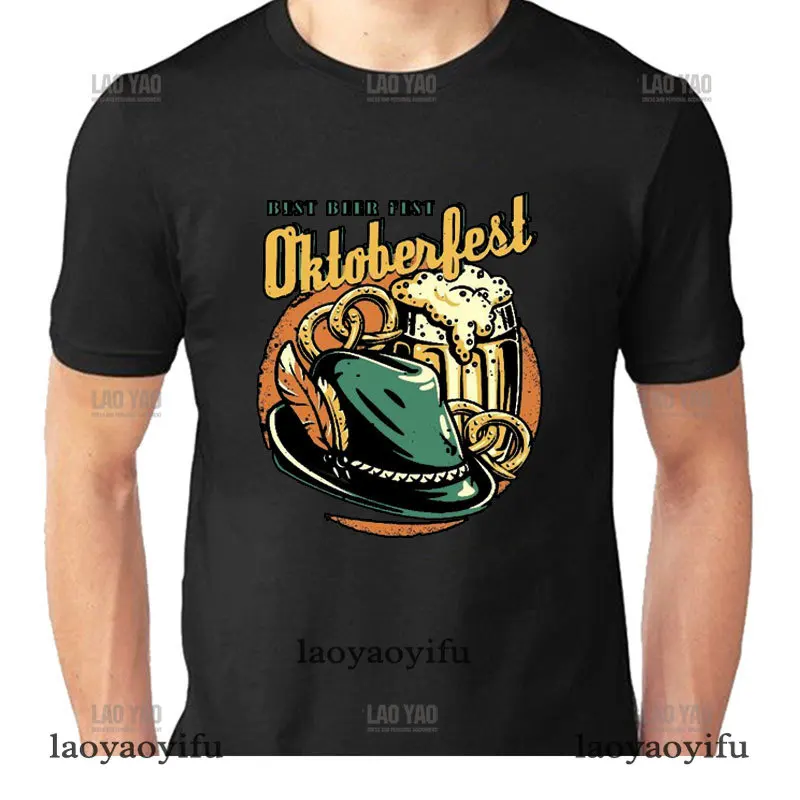 Oktoberfest Cartoon Graphic Hip-hop Tees Beer Print Fusion Wheat Fighting Tshirt Men Women Breathable Vintage Casual Streetwear