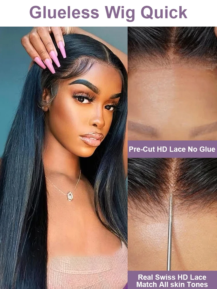 Glueless Wig Human Hair Ready To Wear Bone Straight 7x5 Lace Pre Cut Bleached Knots 13x4 Lace Front Wig Preplucked For Women