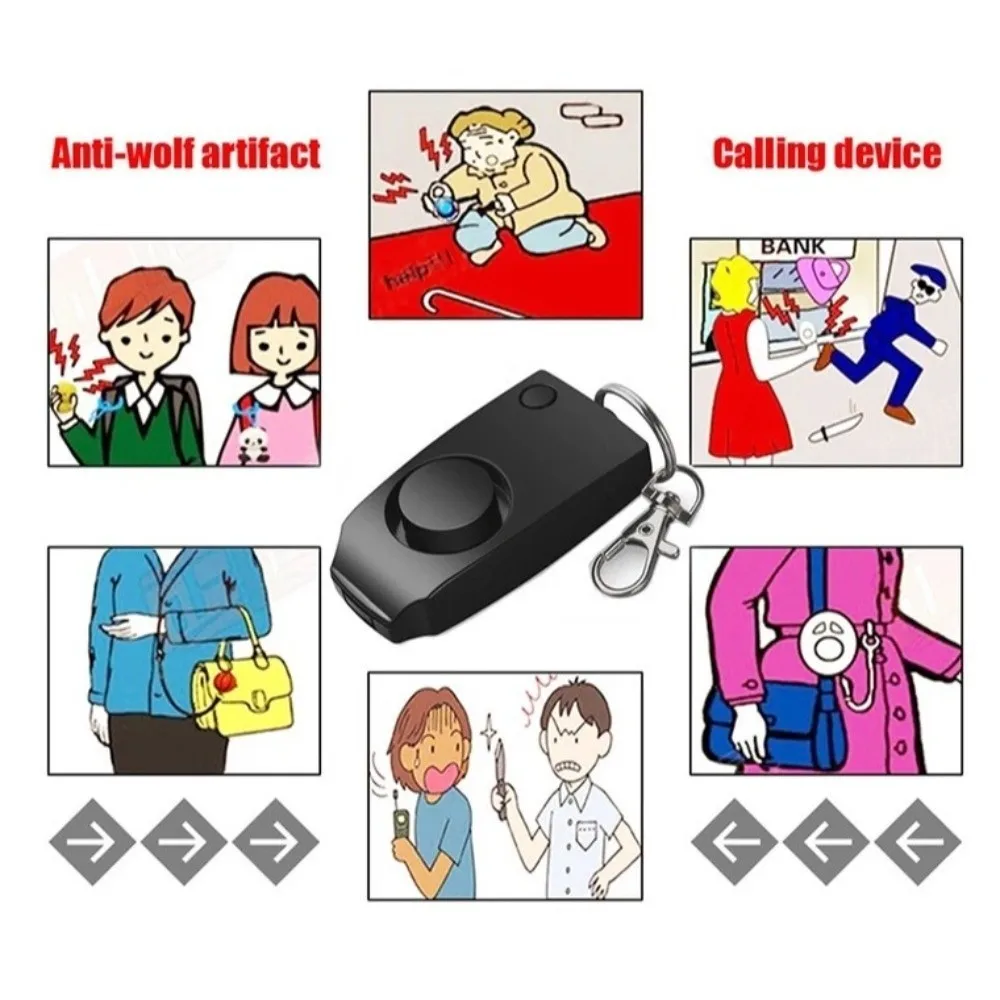 130dB إنذار الدفاع عن النفس مكافحة الذئب مكافحة الروبيري الطفل النساء الأمن حماية تنبيه الصراخ بصوت عال المحمولة سلسلة مفاتيح إنذار الطوارئ #4