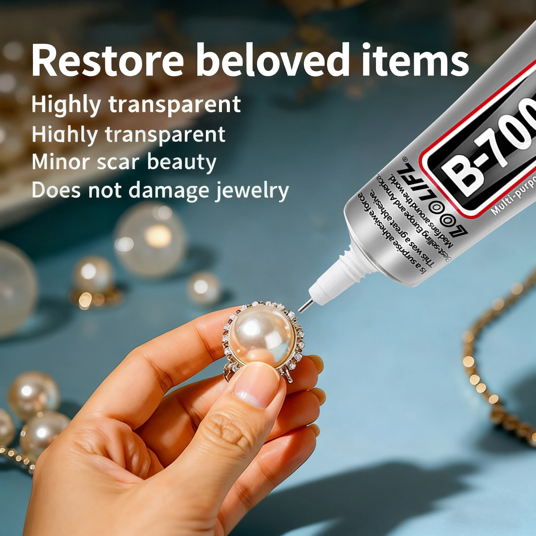 B7000 Glue 50ml x4 Pcs Multipurpose Transparent Adhesive - Precision Applicator for Phone Screen Repair DIY Jewelry Rhinestone