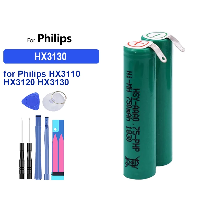 750mAh Replacement Battery for Philips HX3110 HX3120 HX3130 HX3100 Electric Toothbrush