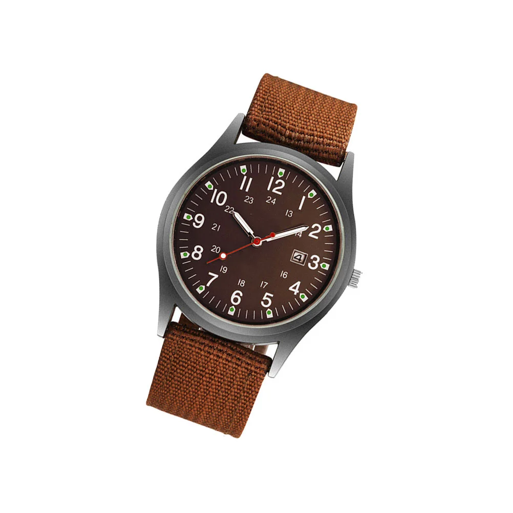 

1Pcs Brown Nylon Strap Watch Men's Sports Calendar Casual Wristwatch Durable Gift for Families Boyfriends Watch