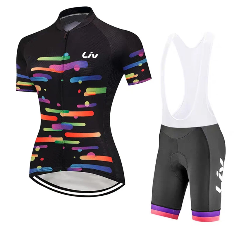AliExpress NONE LIV women's cycling jersey set for summer road cycling bib set cycling top, cycling back pants sponge seat cushion