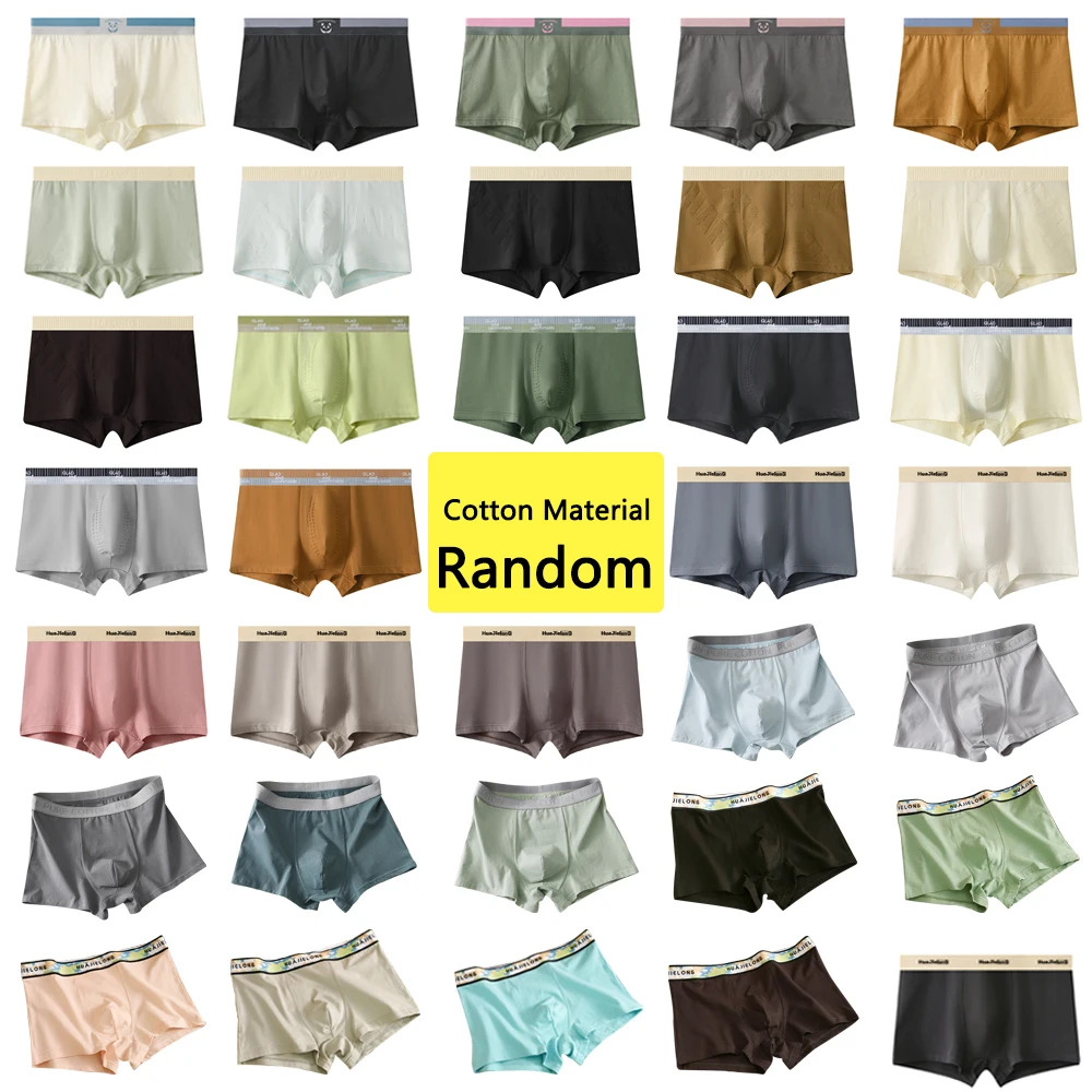 1/3/5/7 Random Mens Cotton Boxer Briefs Underwear Breathable Solid Panties Elasticity Shorts Boys Trunk Plus Size XL 2XL 3XL