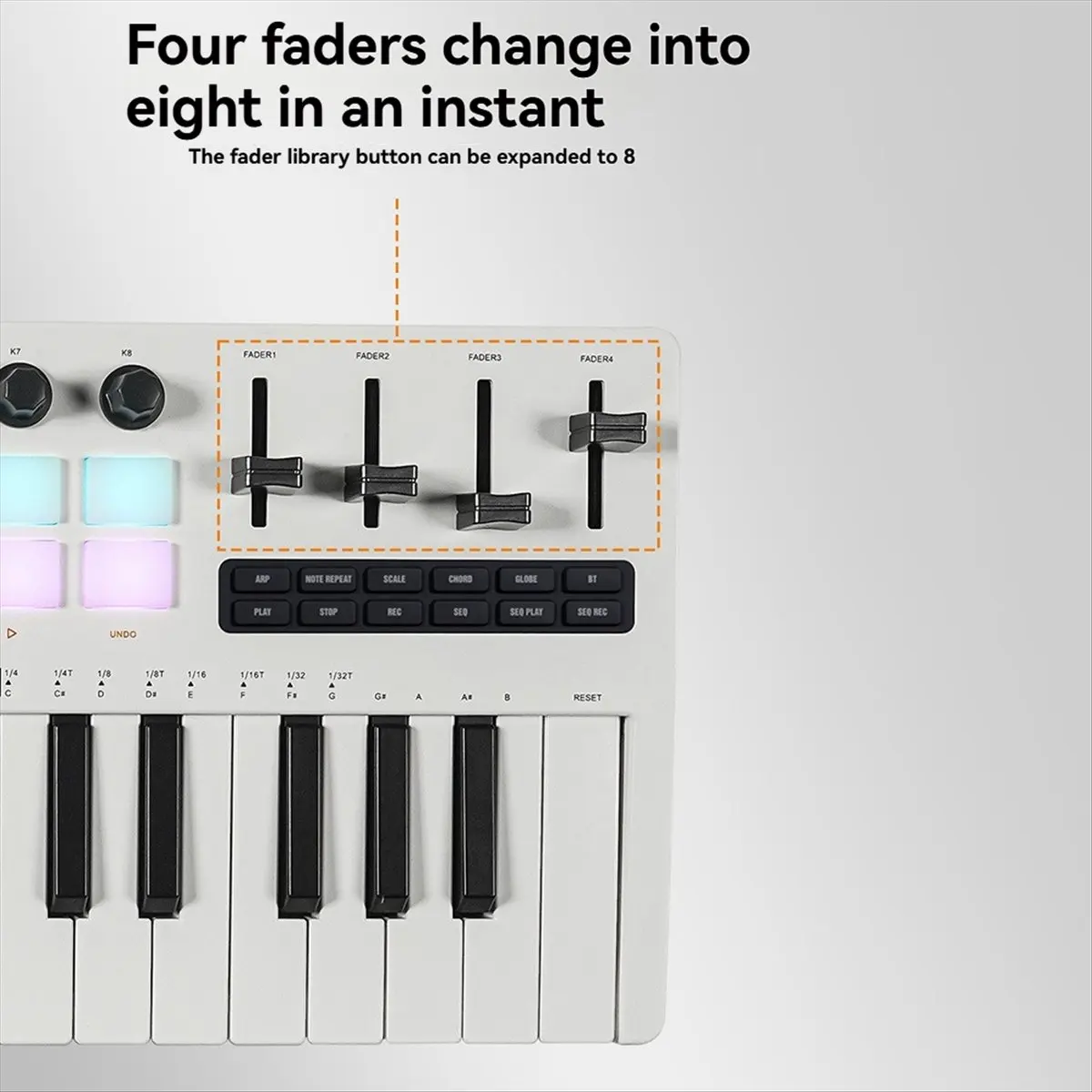 M85K  -37 PRO Keyboard 37 Key 3.5mm MIDI 16 RGB Drum Padswith Supports Wireless Connection to Multiple Systems