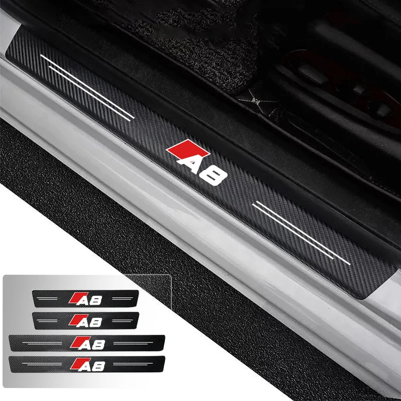 

Car Door Sill Carbon Fiber Sticker Threshold Side Anti Scratch Waterproof For Audi A8 Trunk Bumper Scratch Guards Decals