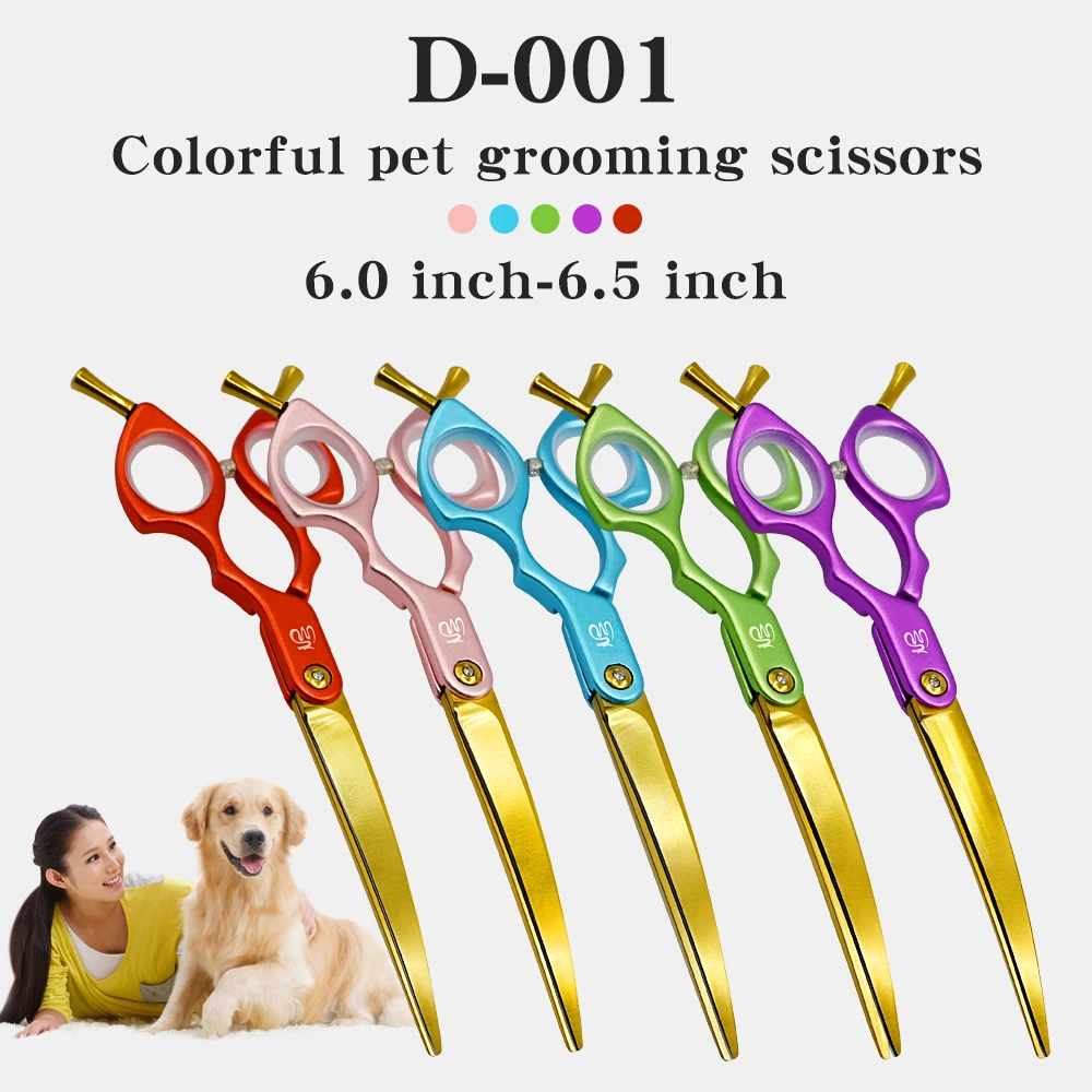 Professional pet scissors, curved scissors split aluminum handle beautician hair trimmer 6-6.5-inch precision styling scissors