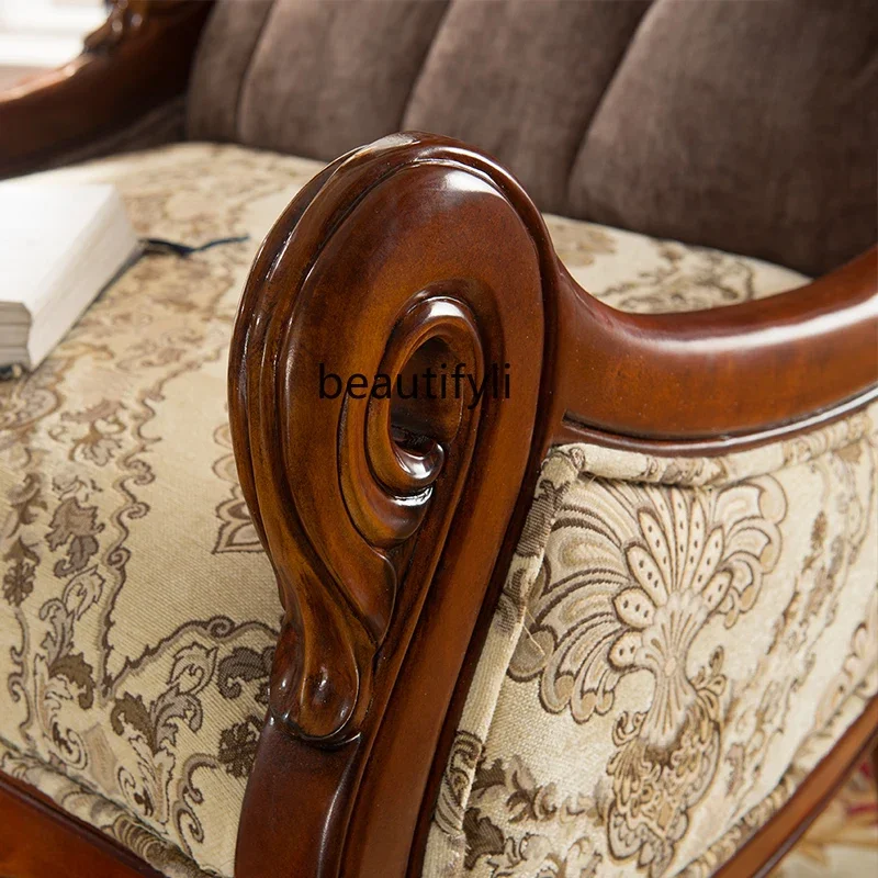 

ssK178 European solid wood rocking chair American fabric sofa recliner leisure elderly nap chair