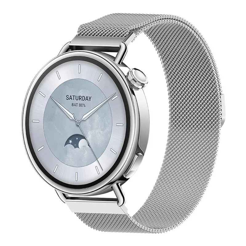 18mm Milanese Strap For Xiaomi Watch S4 41mm Metal Solo Loop Stainless Steel Band For Xiaomi Watch S4 41mm Magnetic Wristband