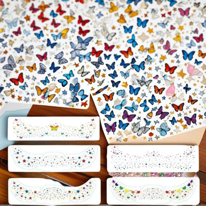 6 أوراق متعددة الألوان النمش ملصقات الوشم المؤقت الساخن ختم النمش ماكياج بقع ماكياج الوجه