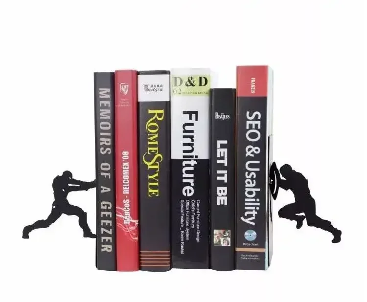 2 Pcs/Set Superhero Bookend Figurines Metal Bookshelf Decor Desktop Ornament Office Desktop Accessories Art Decoration Crafts