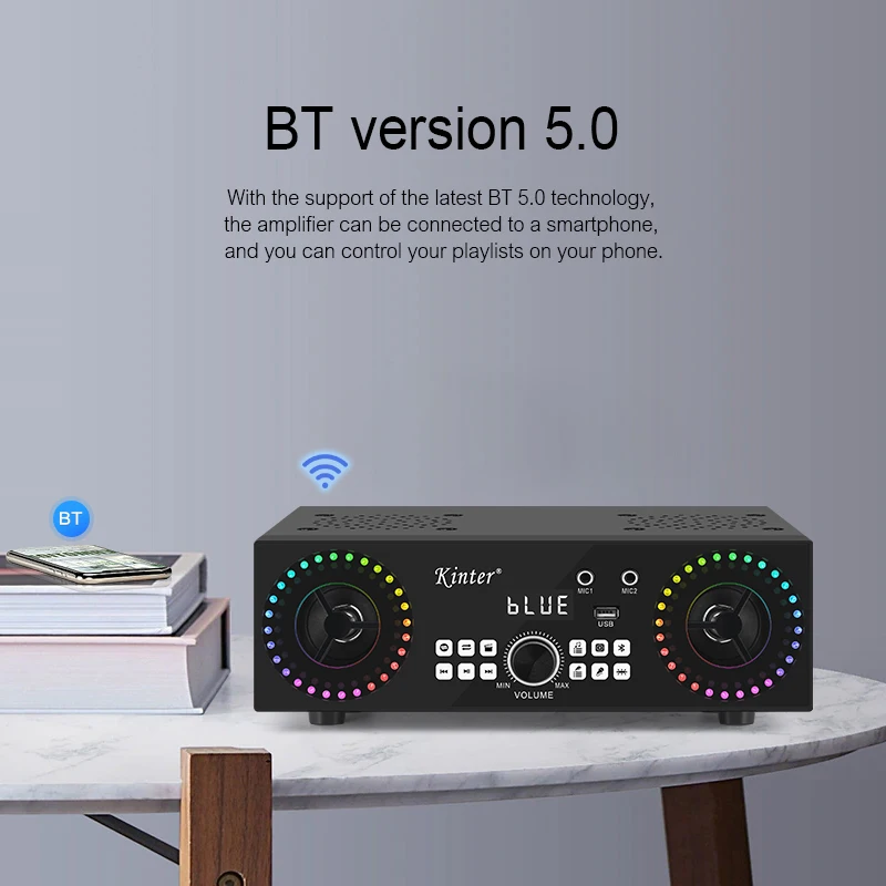 Kinter 017 amplificatore altoparlante classe D scheda amplificatore Audio amplificatori di potenza professionali con lampada RGB
