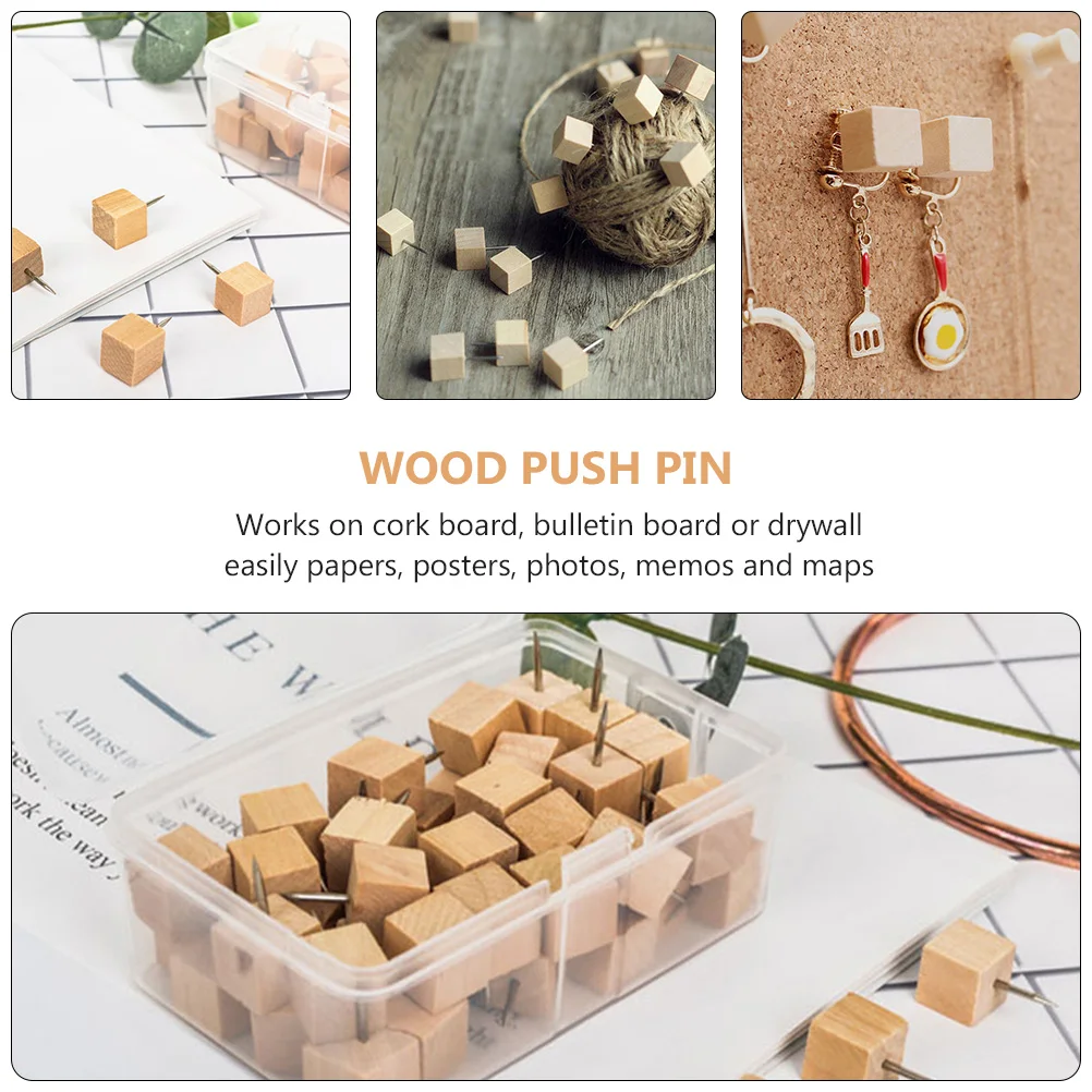 

50 Pcs Log Push Pin Set Tack Bulletin Board Decorations Map Thumb Tacks Photo Picture Pushpin for Cork Office