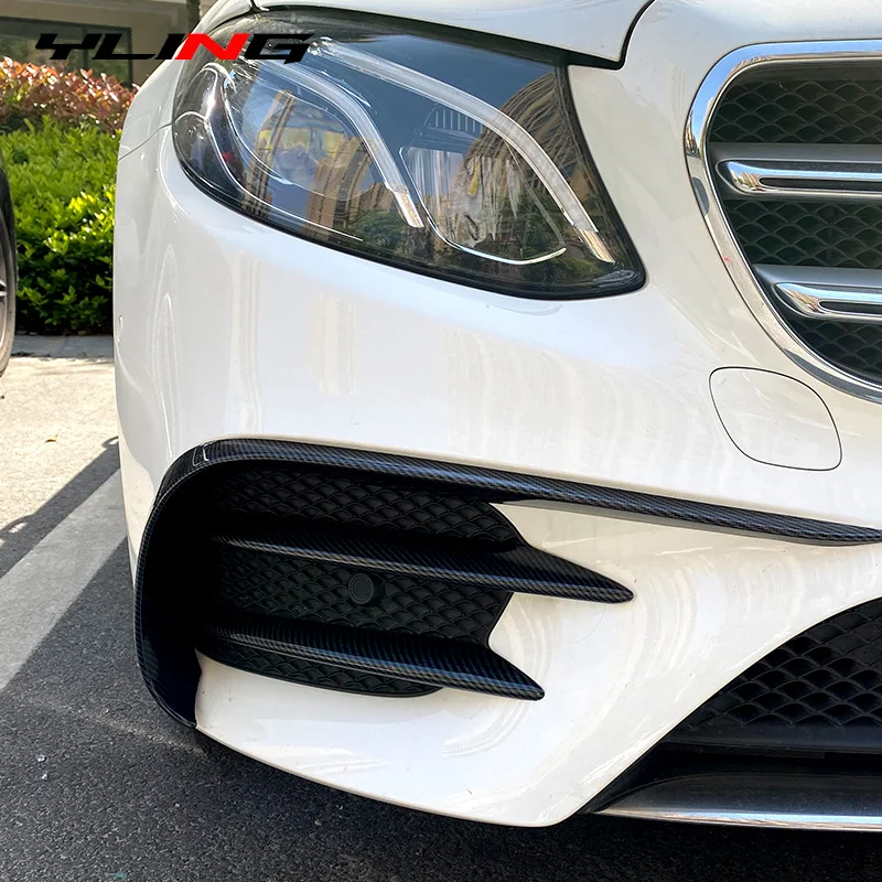 Fit For Mercedes-Benz Accessories E Class W213 E200 E260 E300 2016-2020 Front Bumper Lip Splitter Fog Lamp Grille Cover Trim Spo