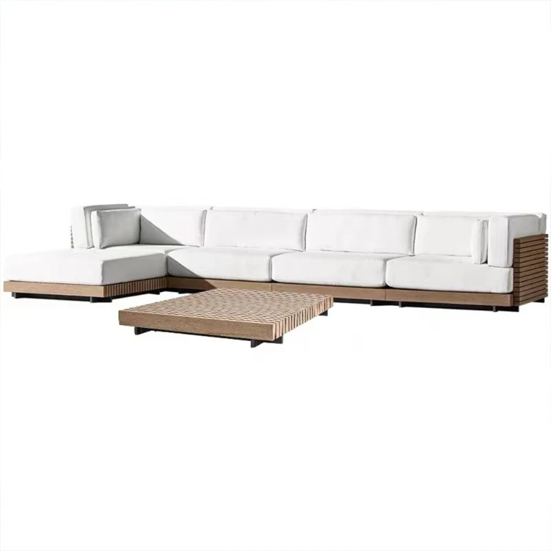 

Outdoor leisure solid wood sofa combination waterproof and sun protection outdoor open-air living room villa courtyard teak