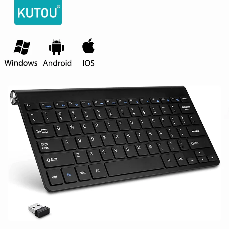 

KUTOU 2.4G Wireless Keyboard Silent Ultra Thin Protable Mini Keyboard Mice For Notebook Laptop Mac Desktop PC Computer Smart TV