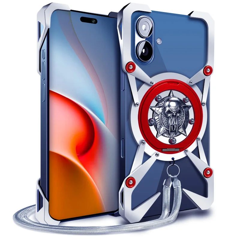 Luxury Zimon Metal New Thor Heavy Duty Armor Metal Aluminum Phone Case For Iphone 16 15 14 Plus 13 12 Pro Max Back Fundas Coques
