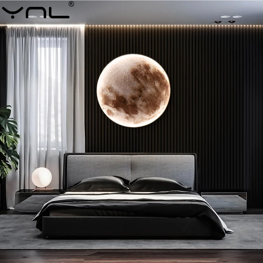 

Modern LED Moon Wall Lamp 15W Bedroom Living Room Home Indoor Decora LED Lamp Background Creative Universe Dimmable Wall Lights