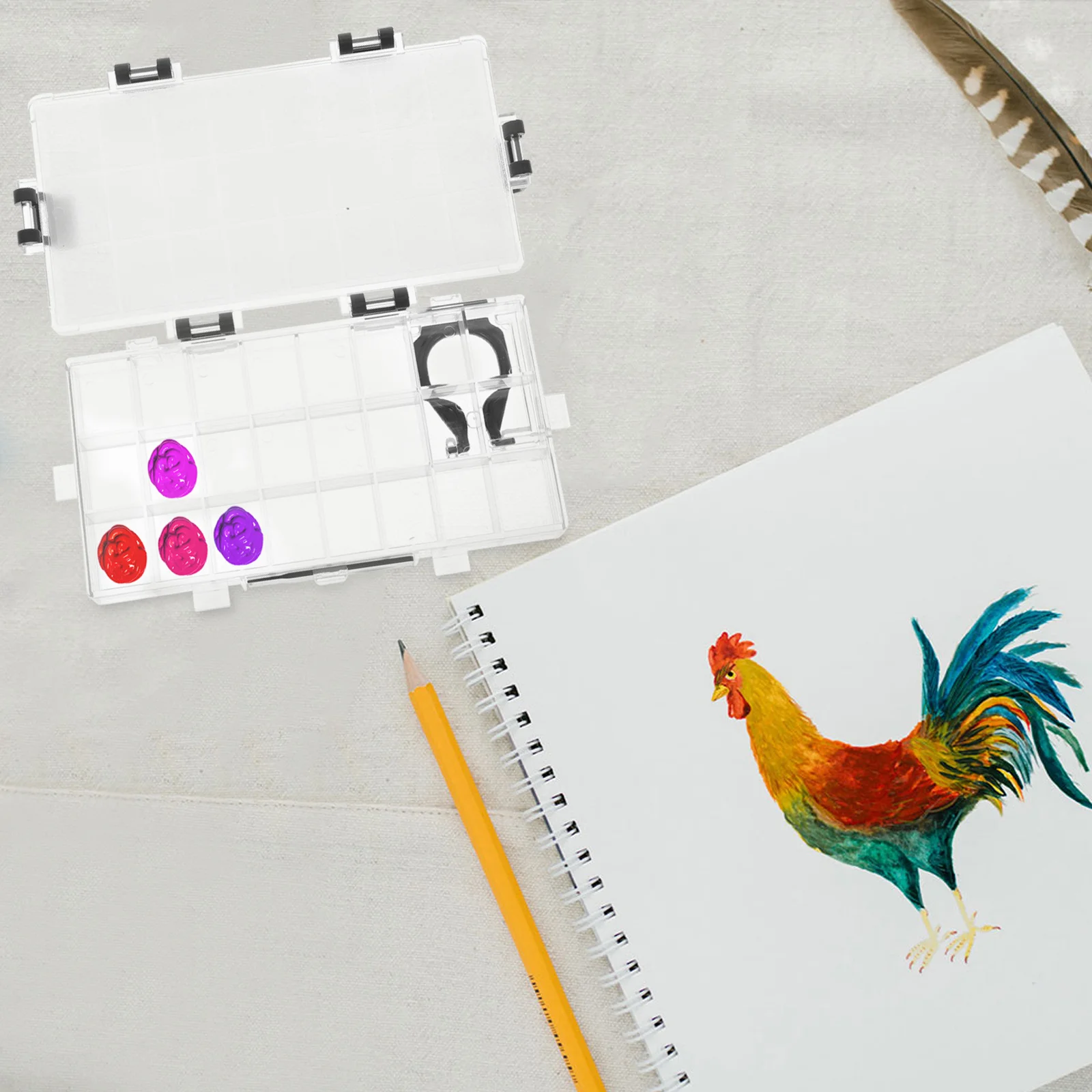 24 بئرًا صندوق طلاء محكم ترطيب أسود أبيض شبكات بلاستيكية خفيفة الوزن للألوان المائية الغواش صندوق ألوان اللوحة الزيتية #6