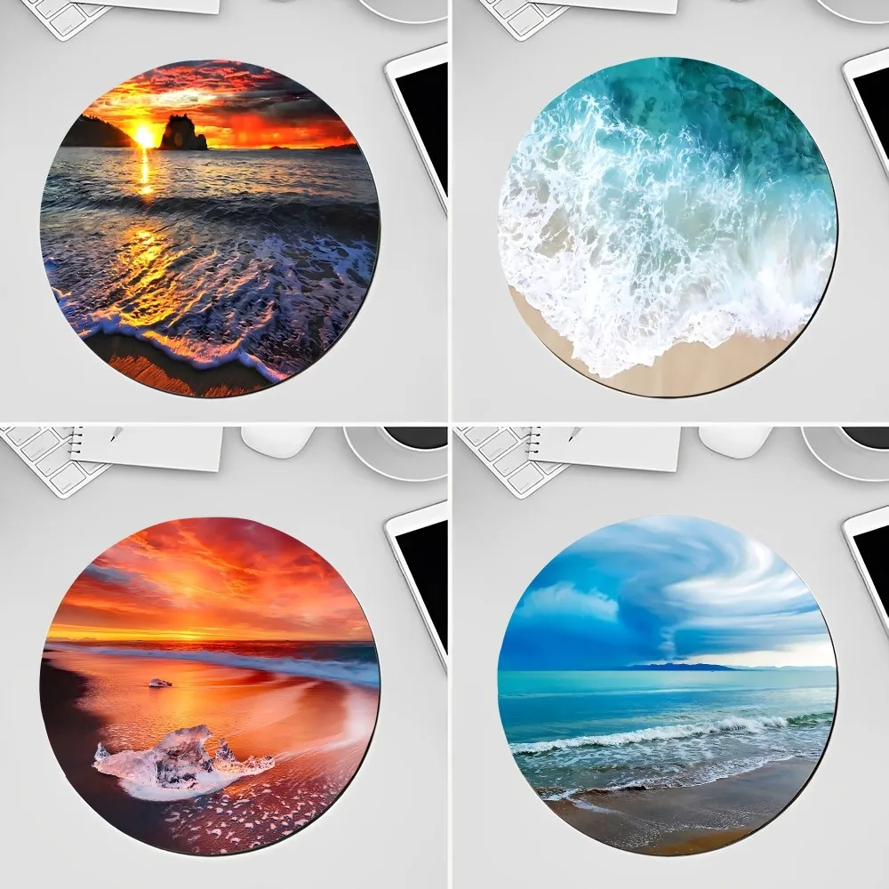 

Beach Waves Mousepad Rubber Small Speed Version Game Computer Keyboard Office Table Mat PC Laptop Mouse mat Writing Desk Mats