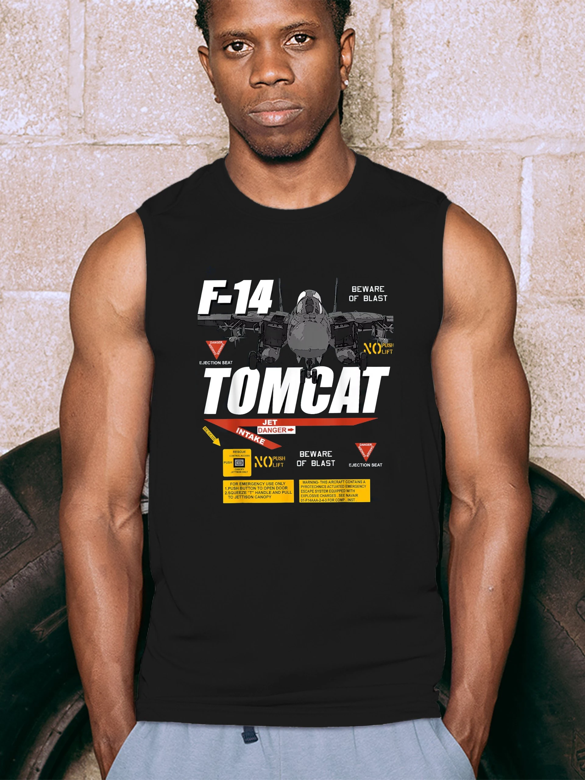 Naval F-14 Tomcat Fighter Label Instruction Diagram Tank Top New 100% Cotton O-Neck Summer Casual Mens Vest Sleeveless Tee Shirt