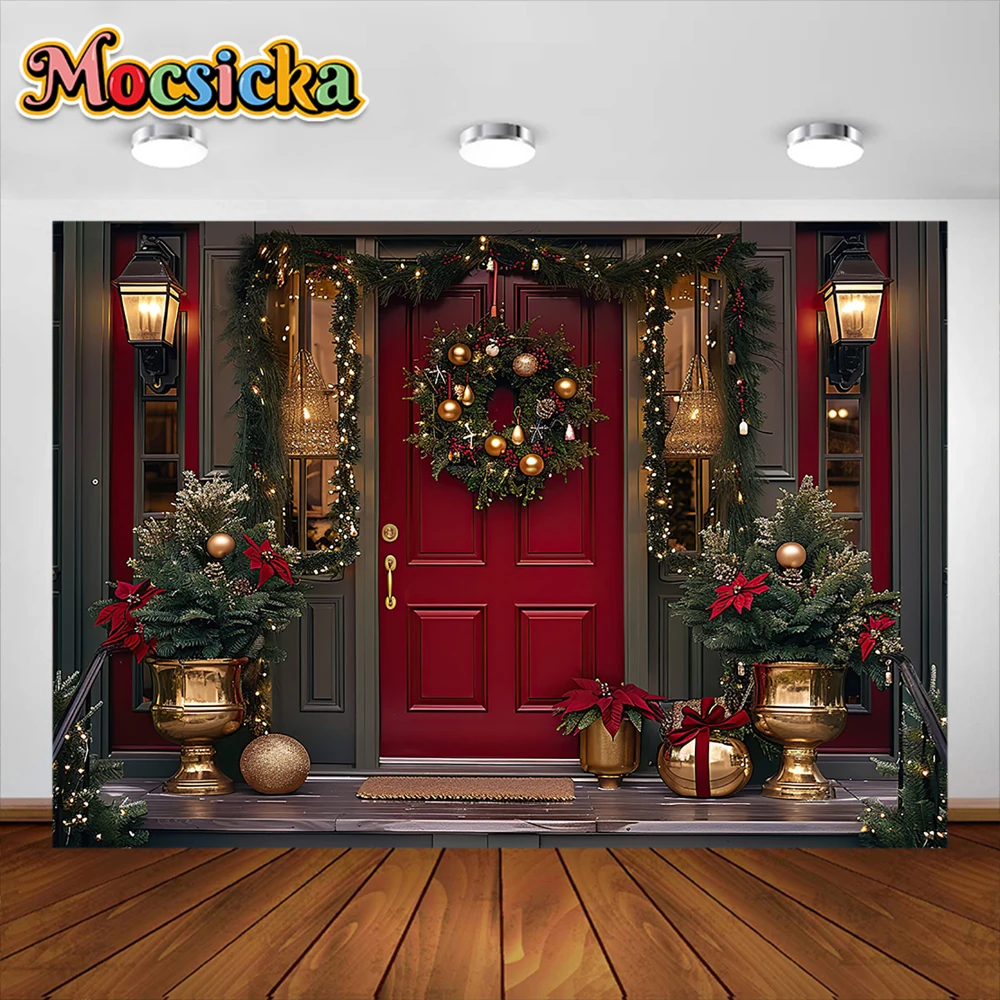 พวงมาลัยติดประตูหน้าต่างสำหรับสตูดิโอถ่ายภาพต้นคริสต์มาสอุปกรณ์ตกแต่งงานปาร์ตี้สำหรับผู้ใหญ่เด็ก