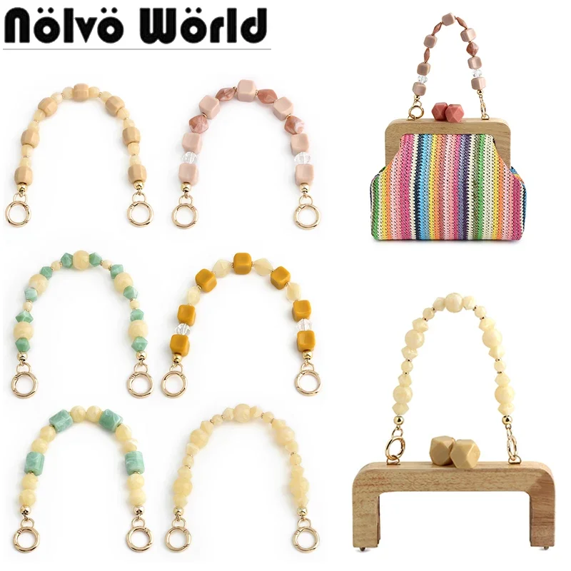 2/4/10PCS High-End Colorful Kiss Clasp Candy Wooden Frame and Chains For Bags Diamond Beads Head With Screws Handle Accessories