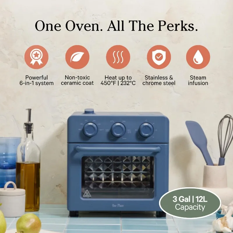 POPULAR.Wonder Oven 6 في 1 مقلاة هوائية وفرن محمصة مع ضخ بخار مدمج، صديق للكونترتوب، تسخين سريع