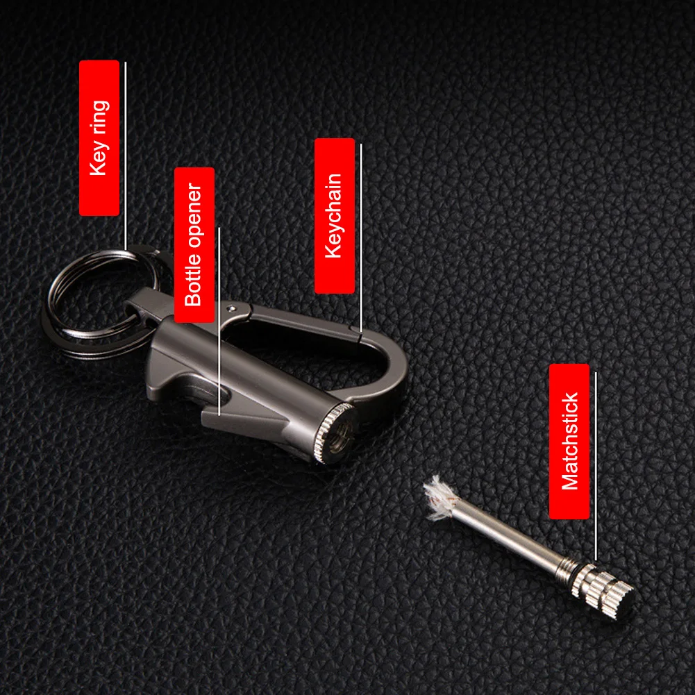 Metal Permanent Match Lighter Keychain Outdoor Emergency Igniter Waterproof Cigarette Flint Fire Keychain
