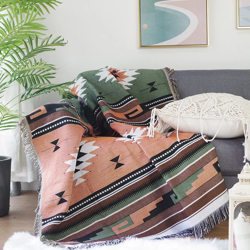 Bohemian Plaid Blanket for Sofa bed Decorative Blankets Outdoor Camping Picnic Blanket Boho Sofa cover throw Blanket With Tassel