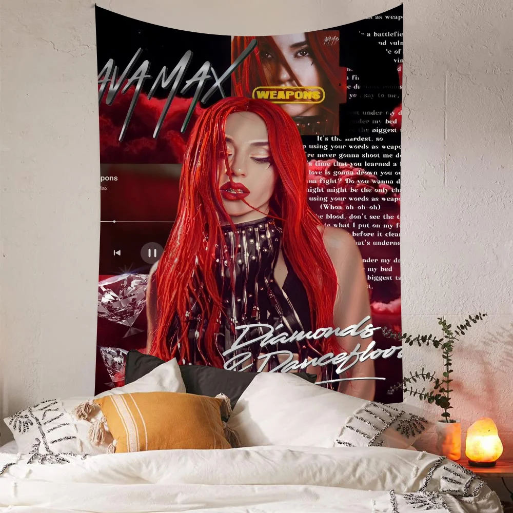 Singer Ava Max Album Printed Large Wall Tapestry Art Science Fiction Room Home Decor Decor Blanket