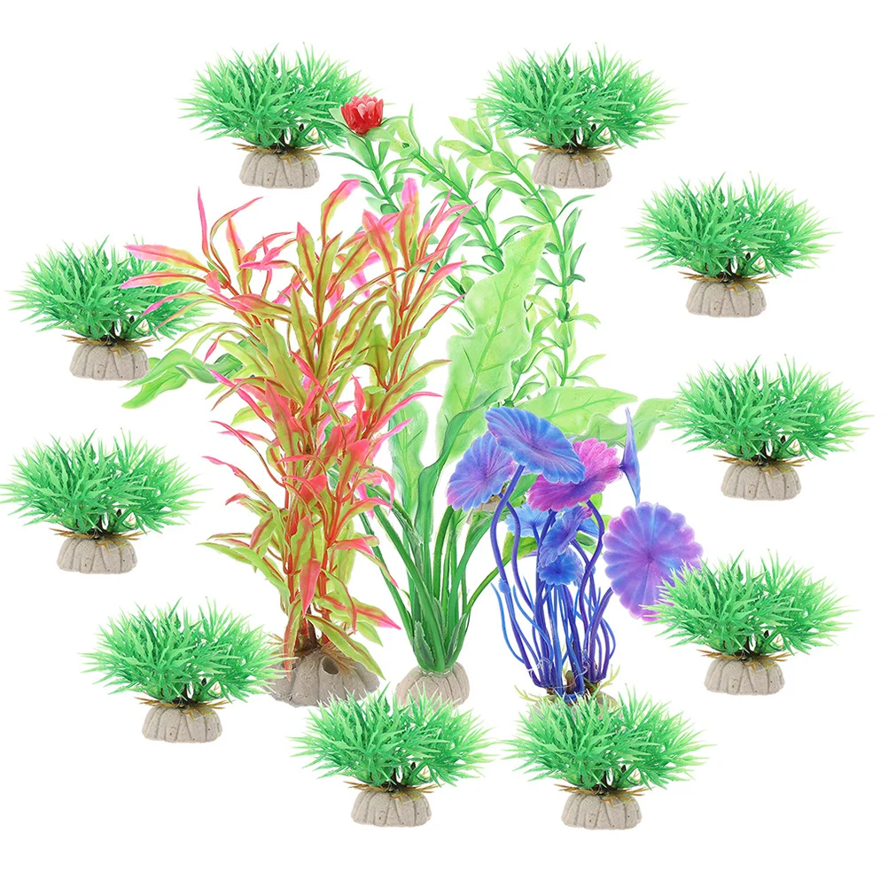 

28Pcs Fake Aquarium Plants Set Colorful Non-Fading Fish Tank Decorations for Realistic Design Aquarium Accessories