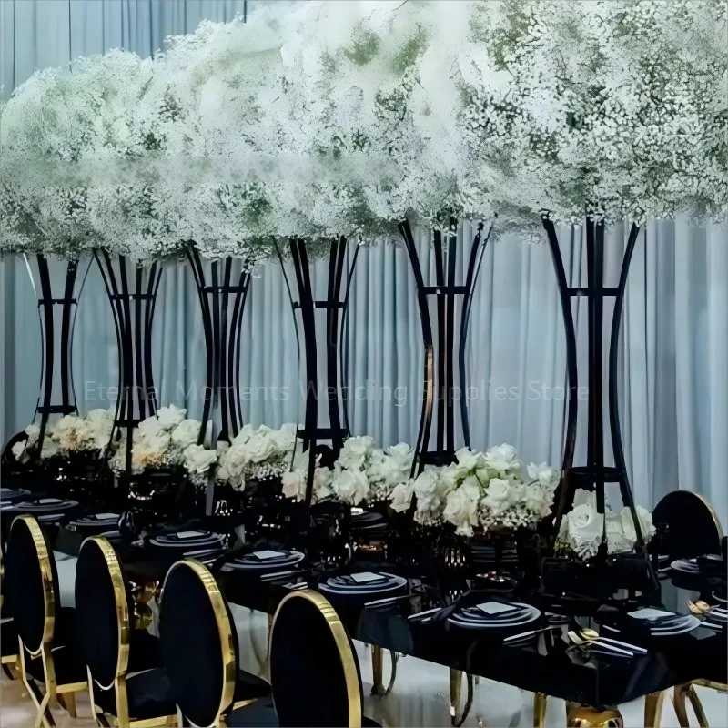Hochzeits-Blumenständer in Gold-Schwarz, Eleganter Bogen für Gangdekoration bei der Zeremonie, Romantisches Tisch-Centerpiece für Heim- und Partyveranstaltungen – Detail 1