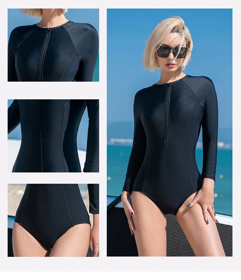 Women One Piece Short/Long Sleeve Quick-Dry Water Sports Beach SwimWear UV Protection Professional WaterProof Bathing SwimSuit