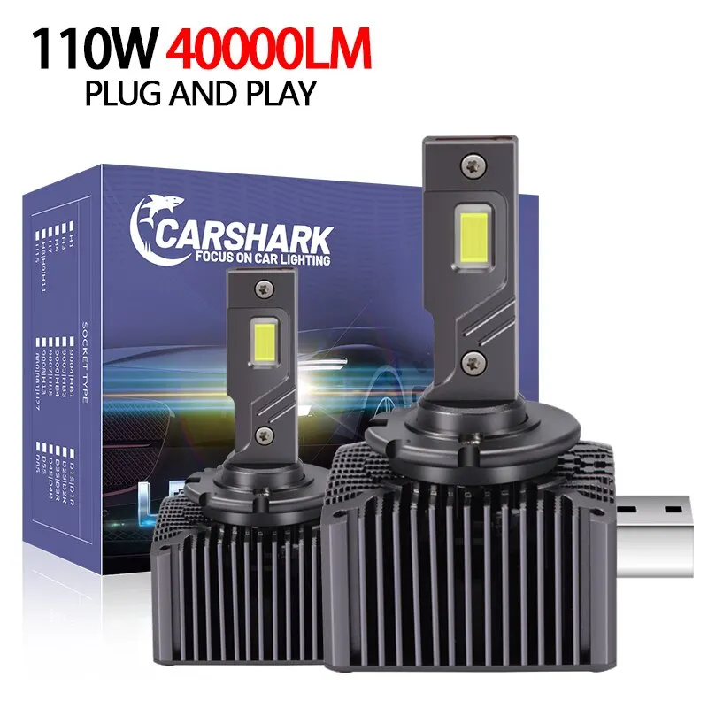 Carshark D1S D3S Led Bulbs Headlight Canbus D4S D5S D2S D8S Auto Lamps 110W 40000LM Super Bright D1R D4R D2R D3R Car Lights HID