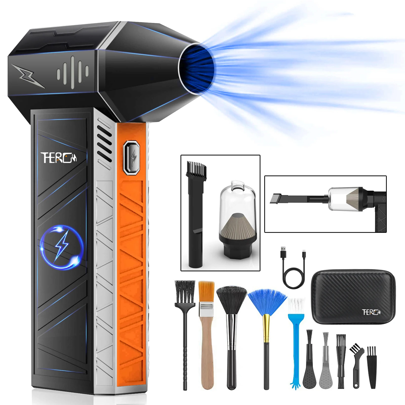 Updated Version X3Ultra Mini Handheld Turbo Jet Fan,180000RPM Powerful Compressed air Duster(with Cleaning Brush and Vacuum Kit)