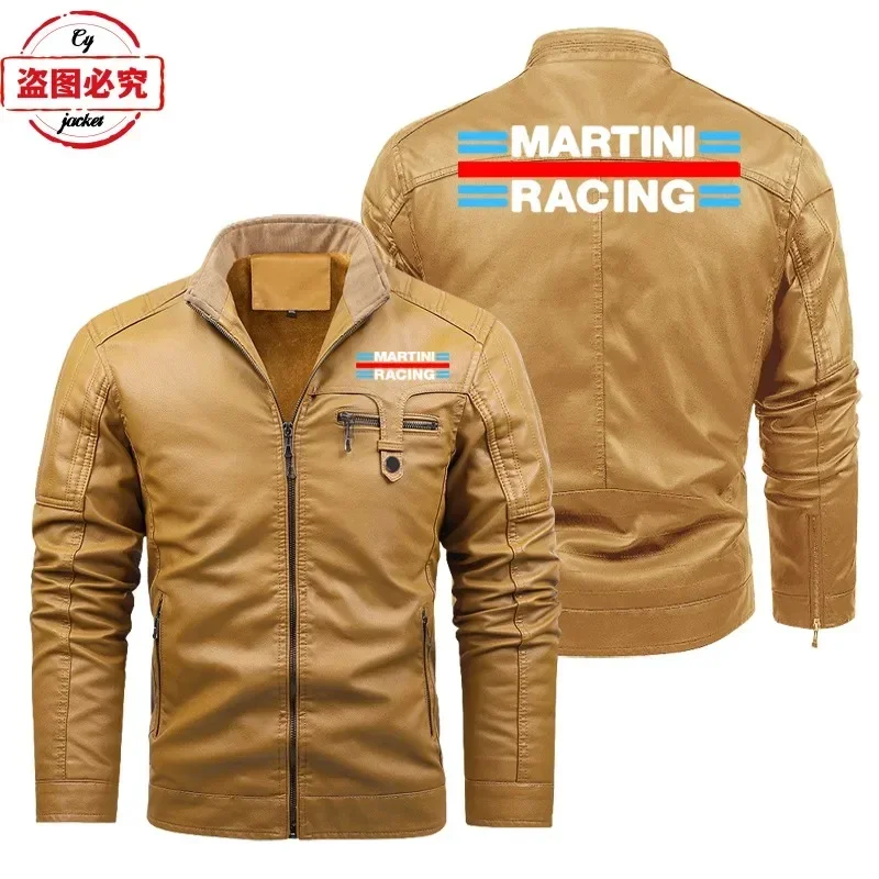 

Кожаная куртка Martini Racing с логотипом, ветрозащитная и теплая, однотонная, для мужчин, командная униформа