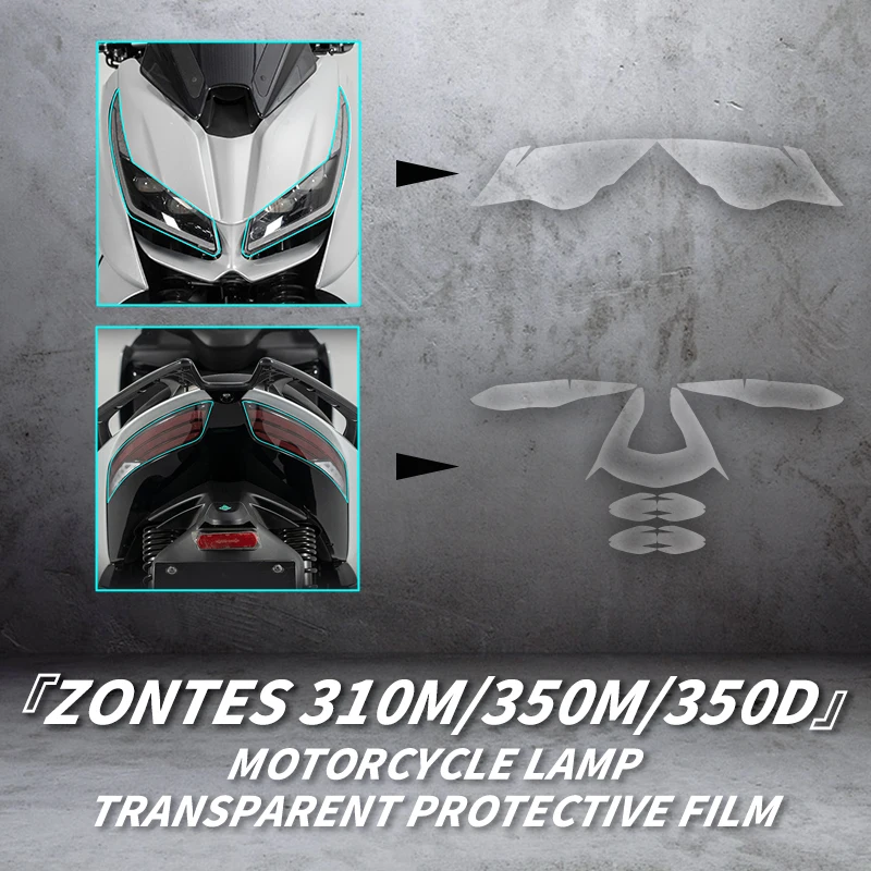 

For ZONTES 350M 350E 350D 310M Motorcycle Headlight And Taillights Transparent Protective Film Bike Accessories Lamp Stickers