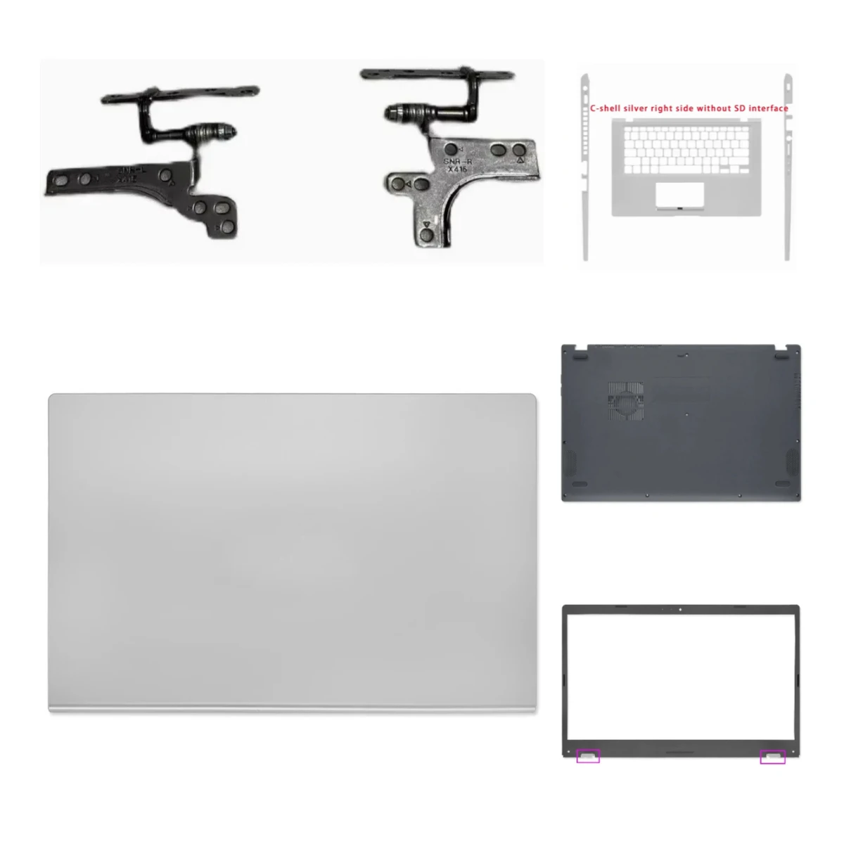 for X409 X415M F415M A416M Y4200F laptop LCD back cover shell, front panel, bottom cover, palm rest hinge, ABCD cover shell