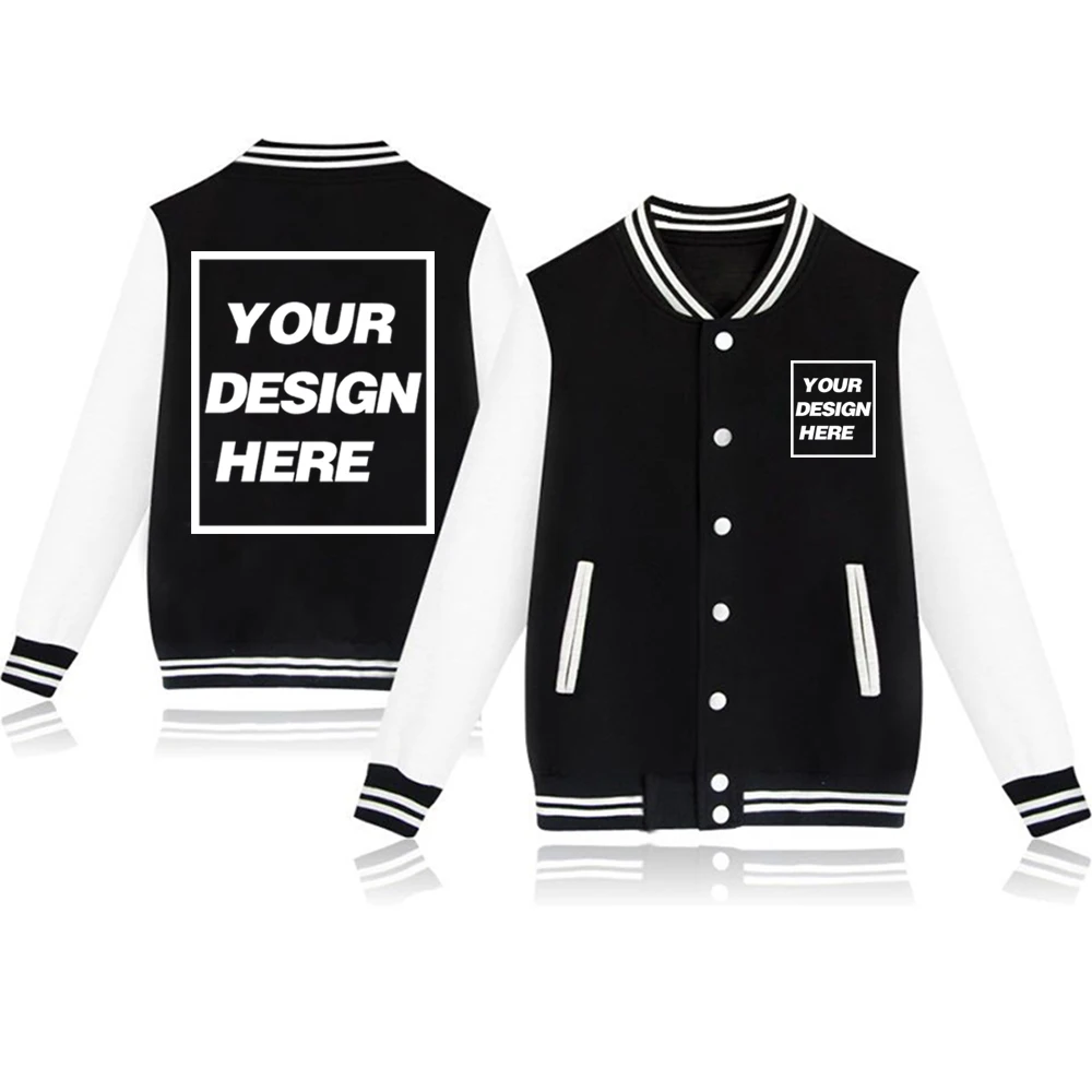 Personalized Message Your Design Add Your Own Custom Text Name Graphic Baseball Uniform Jacket Harajuku Baseball Jacket