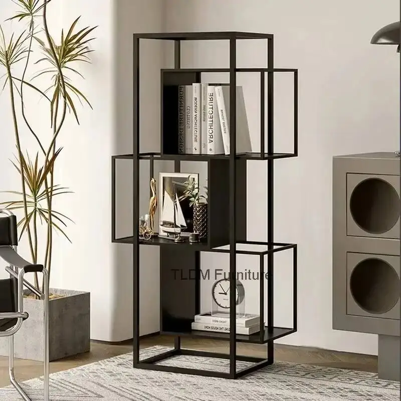 Nordic Iron Art Book Shelf Display Stand for Home Living Room Bookcase Vertical Minimalist Cream Style Bookshelf Storage Rack ZZ
