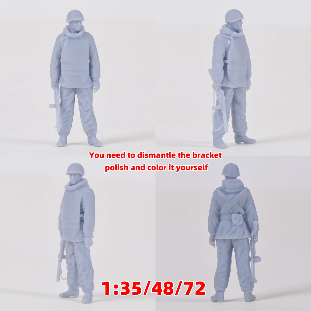 Maßstabsgetreuer Miniaturmodellbausatz, sowjetische Soldaten, Offiziere, Set, Militär, zum Zusammenbauen, unbemalte Figuren, Diorama, 1939–1945, 6 Stück, 1/35, 1/48, 1/72 – Detail 2