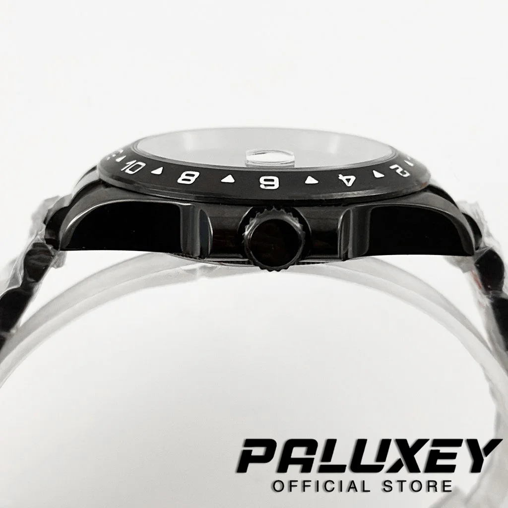 PVD Czarny EXP 24-godzinny 40MM Stała ramka Koperta zegarka Bransoletka ze stali nierdzewnej Szkło szafirowe do mechanizmu NH34 NH35 NH36 ETA2824