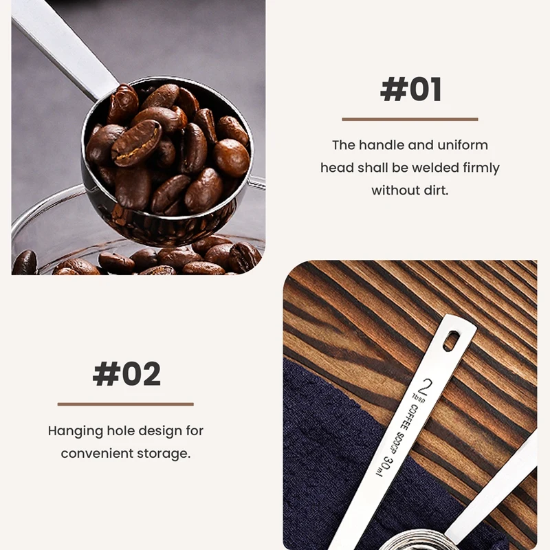 Stainless Steel Coffee Scoop, 2 Tablespoon Measuring Spoon Coffee Scoop, 30Ml Metal Long Handled Spoons Coffee Measuring Spoons,